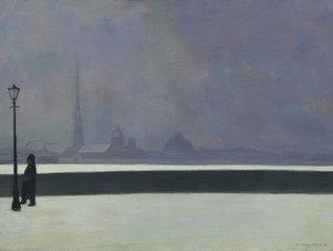 Newa, lystågen (La Néva, brume légère). 1913 af Felix Edouard Vallotton