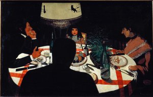 Aftensmad, lampeeffekt. (1899. Olie på træ) af Felix Edouard Vallotton