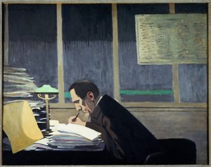 Felix Feneon på Revue Blanche (olie ombord af Felix Edouard Vallotton