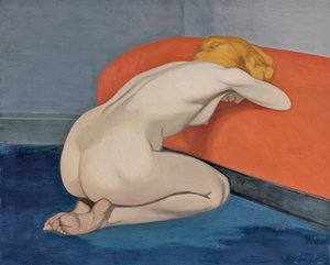 ""Nøgen kvinde knæler foran en rød sofa"" Nøgen kvinde knæler foran en rød sofa af Vallotton, Felix Edouard (1865-1925)