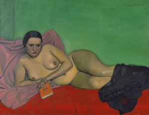 Nøgen kvinde holder en bog, 1924. af Felix Edouard Vallotton