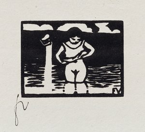 Pige fjerner sin skjorte, VI fra "Les Petites Baigneuses", 1893 af Felix Edouard Vallotton