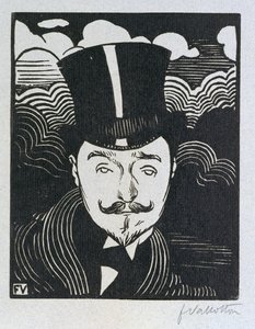 Portræt af Romain Coolus (1865-1952) (træsnit) af Felix Edouard Vallotton