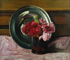 Stilleben med roser; Nature Morte aux Roses, 1920 af Felix Edouard Vallotton