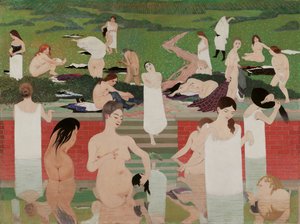 Badet: Sommeraften Badet ved Sommeraften, 1892-1893 af Felix Edouard Vallotton