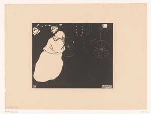 To herrer og en dame i en vogn La Sortie (titel på objekt) af Felix Edouard Vallotton