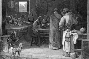 Refektorium i et buddhistisk kloster af Felix Elie Regamey