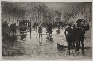 Kunstnere vender tilbage fra salonen, 1877. af Felix Hilaire Buhot