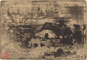 engelske hytter, ca. 1879. af Felix Hilaire Buhot