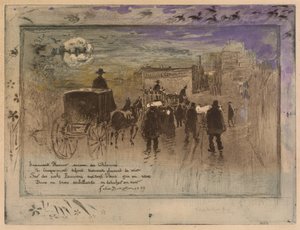 Begravelsesoptog på Boulevard de Clichy, 1887. af Felix Hilaire Buhot