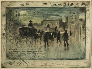Begravelsesoptog på Boulevard de Clichy, 1887 af Felix Hilaire Buhot