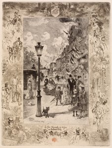 Nationaldagen på Boulevard Clichy (national helligdag på Boulevard de Clichy) af Felix Hilaire Buhot