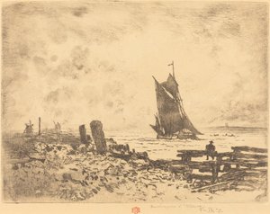 La Petite Marine - Souvenir de Medway (kontra) af Felix Hilaire Buhot