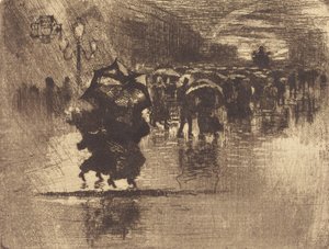 Le Petit Enterrement Begravelsen - Lille tallerken, 1878. af Felix Hilaire Buhot