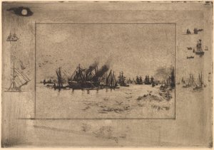 Port aux Mouettes Port med måger, 1886. af Felix Hilaire Buhot