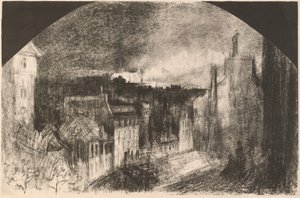 Montmartre den 14. juli (Bastilledagen i Montmartre) af Felix Hilaire Buhot