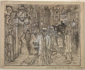 Gadescene i London, 1879. af Felix Hilaire Buhot