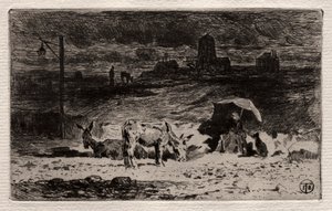 Æslerne ved Cailles-bakken af Felix Hilaire Buhot