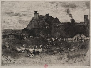 De små stråtækte hytter, 1878. af Felix Hilaire Buhot