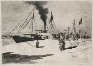 Kajen ved Trouville af Felix Hilaire Buhot