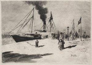 The Wharf at Trouville, 1877. af Felix Hilaire Buhot
