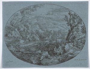 Landskab med tre figurer, 1677. af Felix Meyer