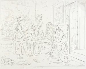 (Rip Van Winkle, illustration) Rip fortæller sin fantastiske historie af Felix Octavius Carr Darley