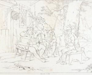 (Rip Van Winkle, illustration) Rip med Junto på Village Inn af Felix Octavius Carr Darley