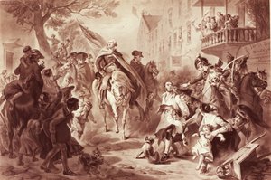 George Washington indtog New York i 1783, indgraveret af Alexander Hay Ritchie (1822-1895) (mezzotint) af Felix Octavius Carr Darley