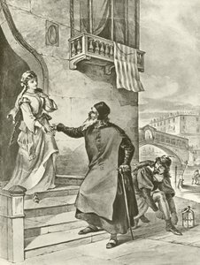 Købmand af Venedig. Akt II, Scene V (dybtryk) af Felix Octavius Carr Darley