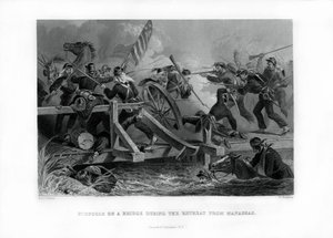 Kamp på en bro under tilbagetoget fra Manassas, Virginia, 1862-1867. af Felix Octavius Carr Darley