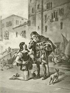 Købmanden i Venedig. Akt II, Scene II (dybtryk) af Felix Octavius Carr Darley