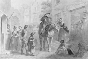 Landsbyscene med hollandske kolonifigurer fra Hosack Album. af Felix Octavius Carr Darley