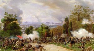 Kamp på kirkegården i Pere Lachaise i 1871 (olie på lærred) af Felix Philippoteaux