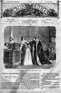 Romersk føljeton: "De tre musketerer" af Alexandre Dumas (1802-1870). Mistænkt for utroskab af sin mand, Ludvig XIII, skal dronning Anne af Østrig (1601-1666) levere til kansleren et brev, hun angiveligt skrev til hertugen af Buckingham, hendes formodning af Felix Philippoteaux