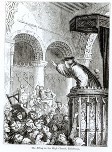 The Affray in the High Church, Edinburgh af Felix Philippoteaux