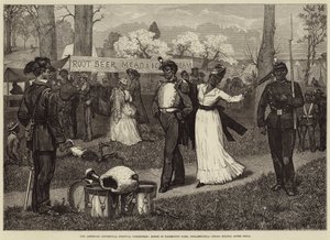 The American Centennial Festival Exhibition, Scene i Fairmount Park, Philadelphia, Negro Militia efter Drill
