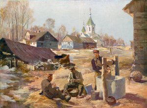 Fredeligt arbejde bag fronten i det russiske Polen