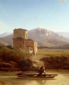 En fisker på bredden af Tiberen i Italien Detalje. Maleri af Felix Thomas (1815-1875) 1864 Nantes, Musee des Beaux Arts af Felix Thomas