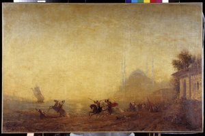 Fantasia ved bredden af Bosporus. Basilikaen Hagia Sophia (Hagia Sophia eller Hagia Sophia) er synlig af Félix Ziem