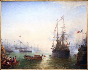 Toulon, besøg af præsident Emile Loubet (1838-1929) til de franske og italienske fløje i april 1901. Maleri af Felix Ziem (1821-1911), olie på lærred af Félix Ziem
