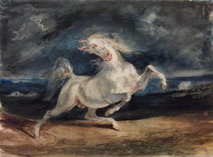 Hest skræmt af lyn af Ferdinand Victor Eugene Delacroix