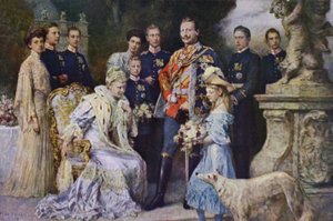 Kejser Wilhelm II og den tyske kejserfamilie af Ferdinand (after) Keller