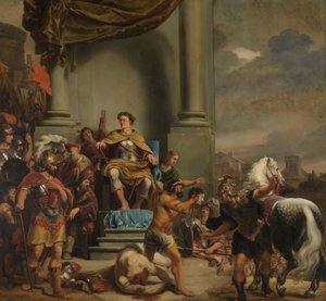 Konsul Titus Manlius Torquatus beordrer halshugning af sin søn Konsul Titus Manlius Torquatus halshugger disse søn
