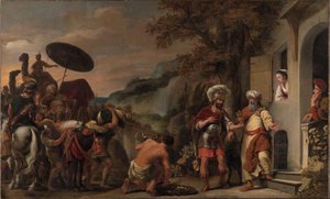 Elisa afviser Naamans gaver af Ferdinand Bol