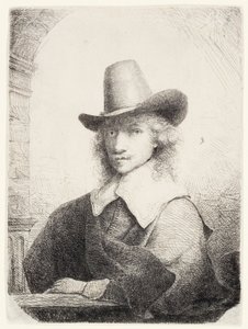 Mand i høj hat, c.1645-50 af Ferdinand Bol