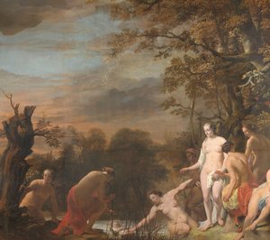 Faraos datter opdager Moses i hastekurven af Ferdinand Bol