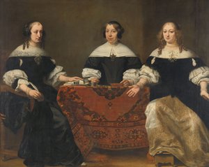 Portræt af de tre regentinder af Leprozenhuis, Amsterdam, ca. 1668 af Ferdinand Bol