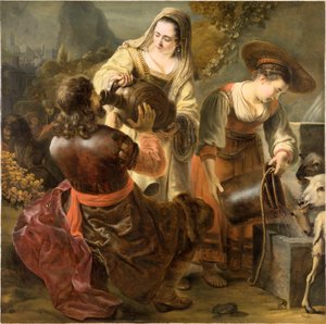 Rebecca og Eliezer ved brønden, ca. 1645. af Ferdinand Bol