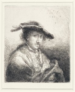 Ung mand med fjerhue, 1642 af Ferdinand Bol